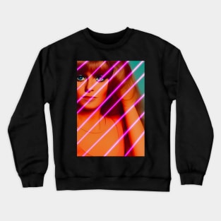 70s Retro Lady Fashion Abstract Neon Pink Abstract Lines Crewneck Sweatshirt